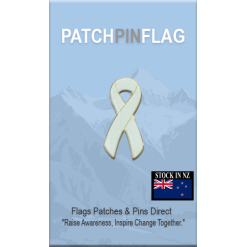 White Awareness Ribbon Lapel Pin Proudly. Pride Badge Lapel Hat Tie Pin Brooch