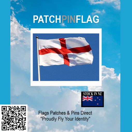 Image of the England flag, featuring a red cross on a white background, known as the Cross of St. George. The red cross extends to the edges of the flag, symbolizing England and its patron saint.