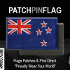 Image of a New Zealand flag patch, designed for tactical use, with removable feature for easy application and customization.