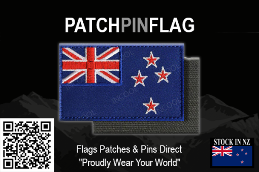 Image of a New Zealand flag patch, designed for tactical use, with removable feature for easy application and customization.