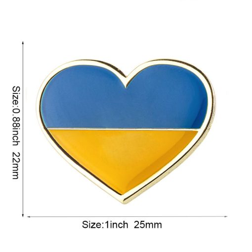 Image of a Ukraine flag heart lapel pin, a symbol of pride and patriotism, perfect for adorning hats, ties, and jackets.