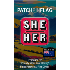 She Her Pronoun Lapel Enamel Badge Pin. Brooch Red