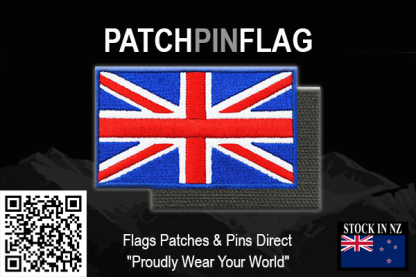 United Kingdom flag patch, designed for tactical use. The patch is rectangular, removable, and features a velcro backing. The Union Jack is prominently displayed with vibrant red, white, and blue colors.