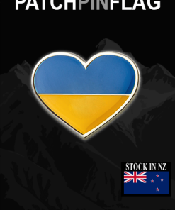 Image of a Ukraine flag heart lapel pin, a symbol of pride and patriotism, perfect for adorning hats, ties, and jackets.