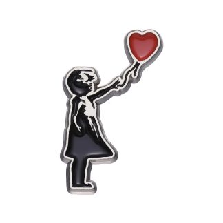 Classic Banksy Art Design Brooch Enamel Pin Cartoon Cute Red Balloon Girl