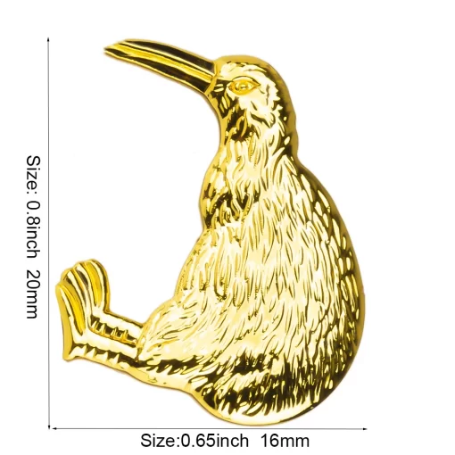 Kiwi Brooch Golden Lapel Pin Proudly Pride Badge Lapel Hat Tie Pin Brooch Large