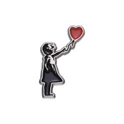 Classic Banksy Art Design Brooch Enamel Pin Cartoon Cute Red Balloon Girl