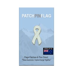 White Awareness Ribbon Lapel Pin – Violence Against Women & Lung Cancer Ribbon