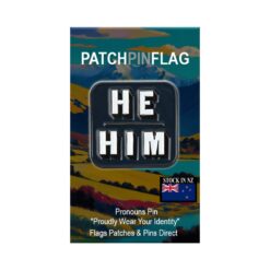 He Him Pronoun Lapel Enamel Badge Pin. Brooch Black