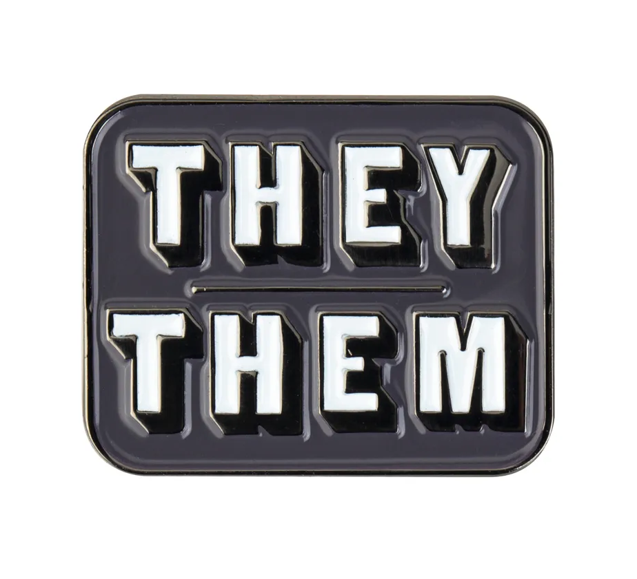 THEY THEM Pronoun Lapel Enamel Badge Pin. Brooch
