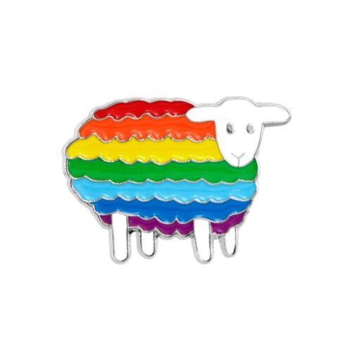 LGBTQIA+ Pride Sheep Enamel Lapel Pin – Cute Rainbow Animal Badge for Hats & Ties