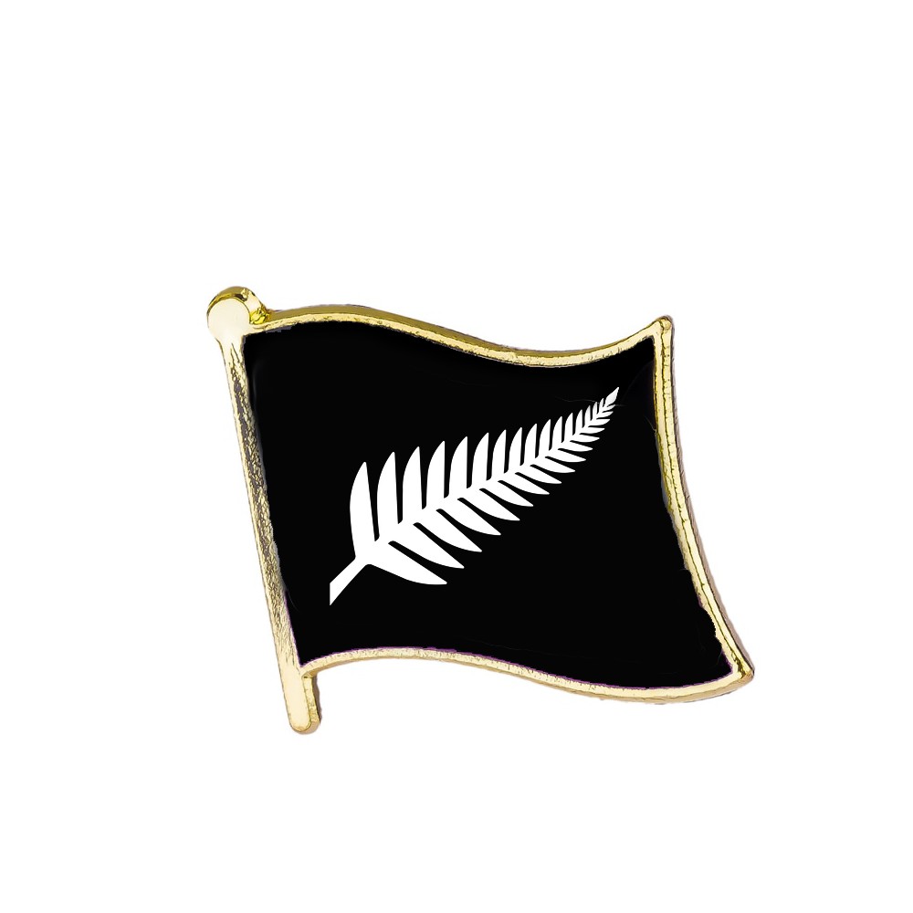 All Blacks Supporters Lapel Pin Silverfern New Zealand Flag Badge